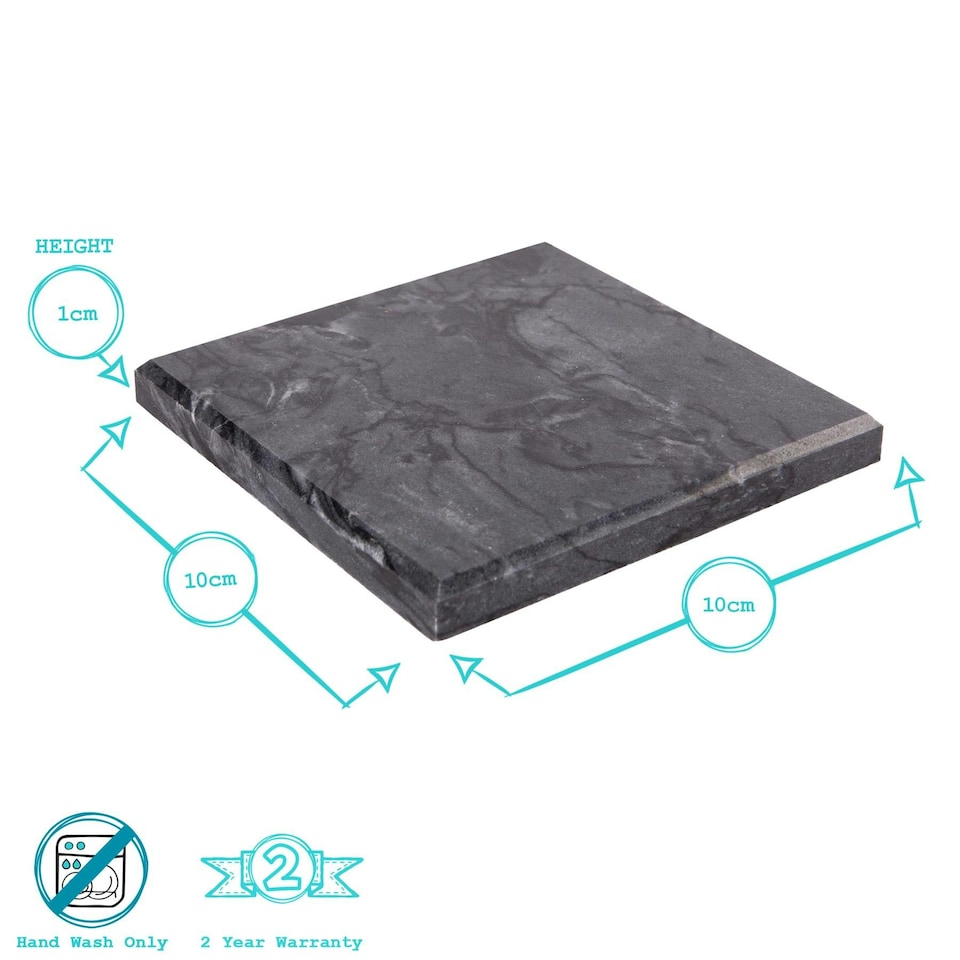 image 1 of Argon Tableware 12pc Marble Placemats & Square Coasters Set - Black Black