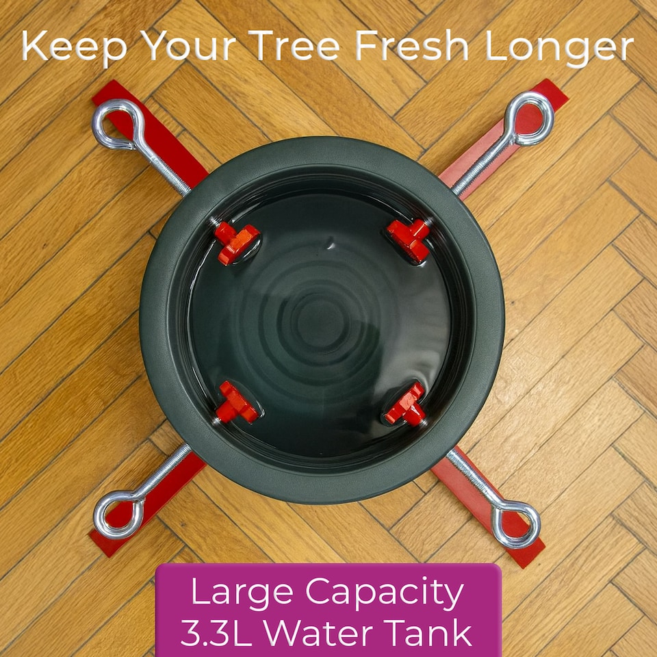 image 1 of Neo Christmas Tree Stand for Real Trees up to 8ft Extra Large Heavy Duty Metal Base | Green | Green And Red