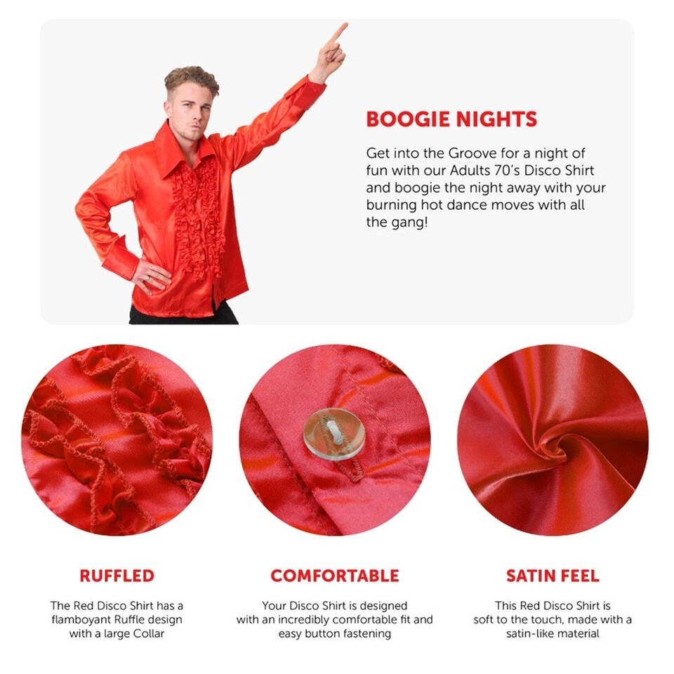 image 1 of Adults Red Disco Shirt Red | M