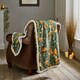 image 1 of Mushroom Sage Woodland Print Flannel Throw with Sherpa Fleece – 140x180cm Green | Sage