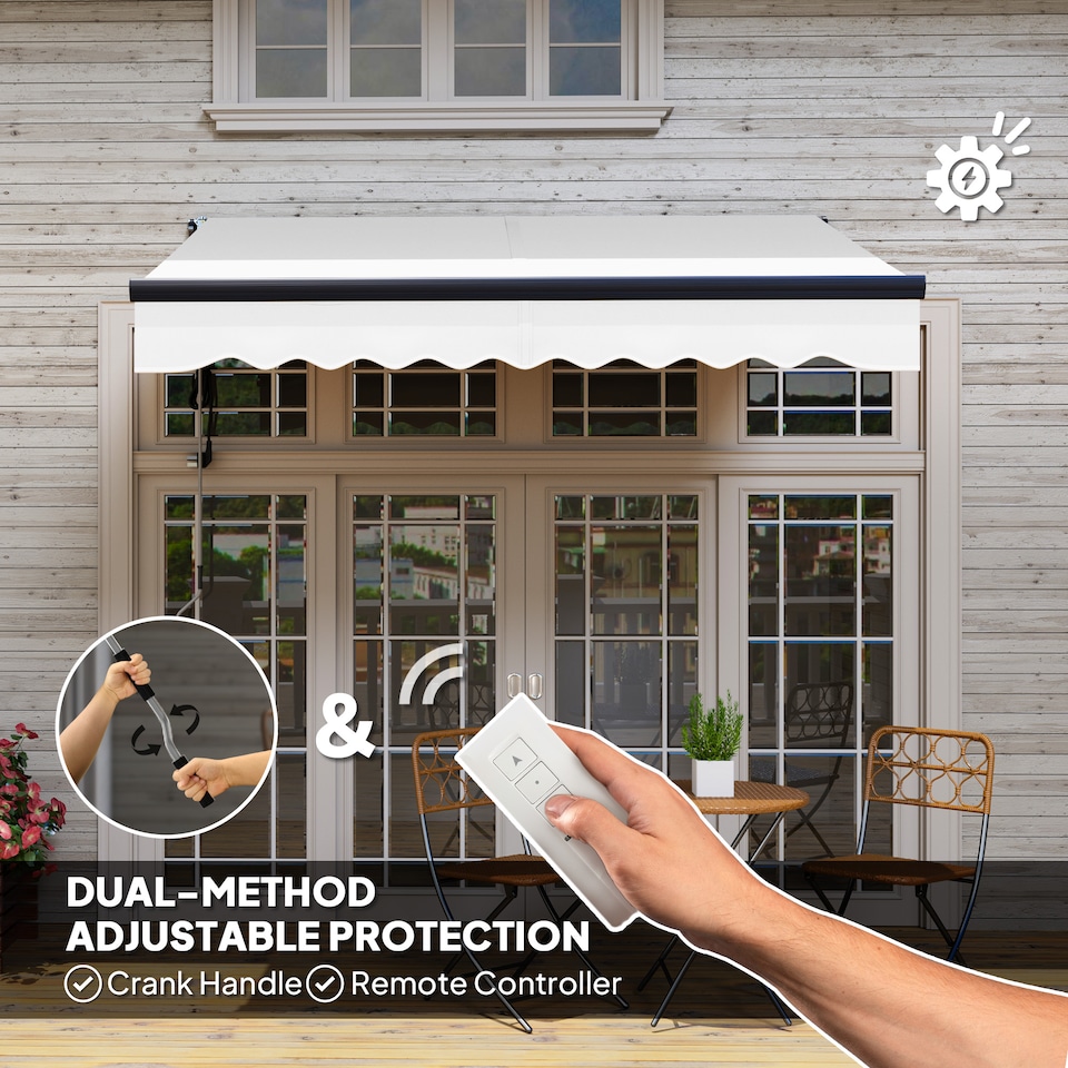 image 1 of Outsunny 2.5 x 2m Electric Retractable Awning w Aluminium Frame Light Grey | Grey | 1