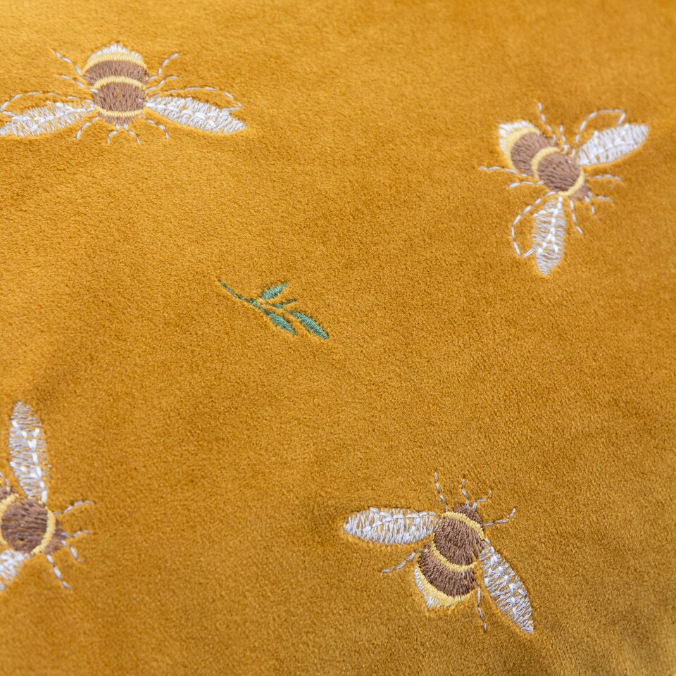 image 1 of Wylder Ramble Bees Embroidered Velvet Cushion