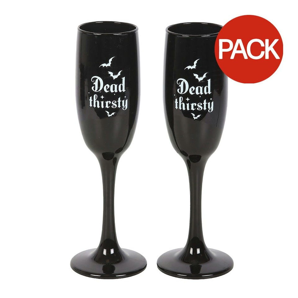 image 1 of Something Different Dead Thirsty 300ml Champagne Flute (Pack of 2) - Black/White - One Size
