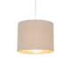 image 2 of Modern Taupe Linen Fabric Small 8 Inch Drum Lamp Shade with Matching Satin Lining | Cream