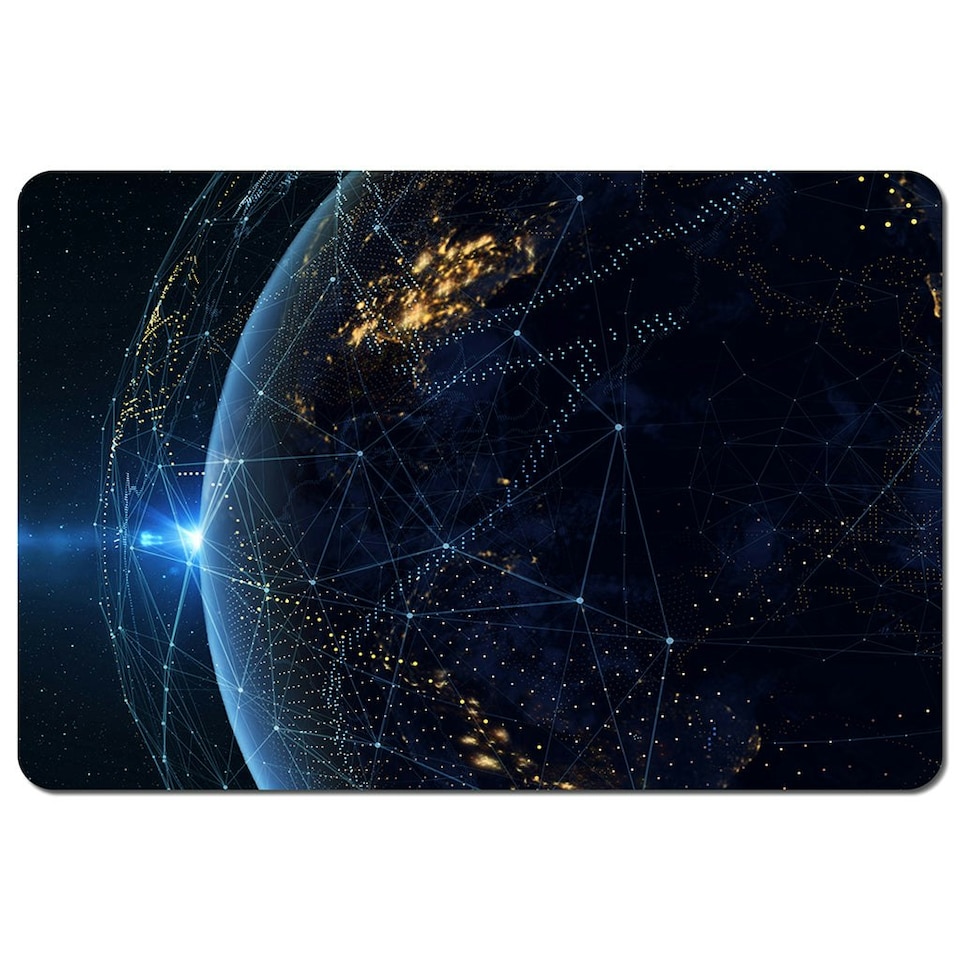 image 1 of Connection lines Around Earth Globe (Placemat & Coaster Set)