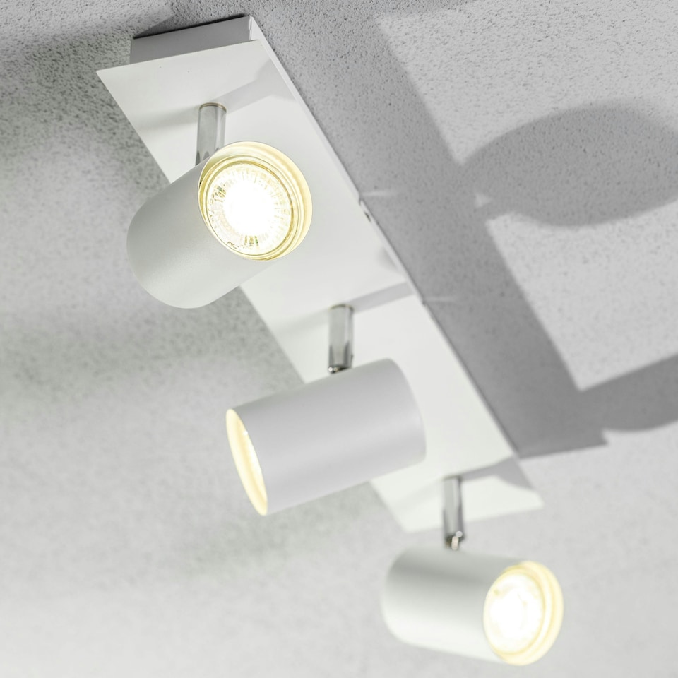 image 1 of CGC VENETO White Triple GU10 Ceiling Spotlight Three Head Adjustable Bar Light White