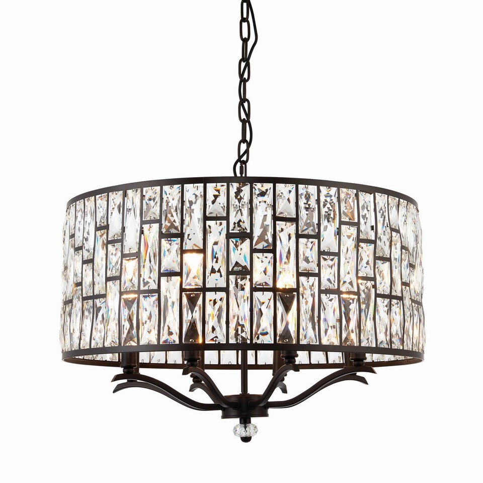 image 1 of Belle 8 Light Ceiling Pendant Dark Bronze, Clear Crystal, E14