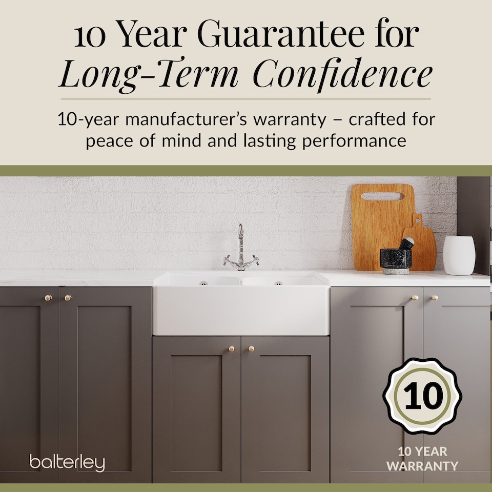 image 1 of Fireclay 2 Bowl Full Weir Butler Sink Overflow Tap Waste 795mm | White | White | 500 x 795 x 220mm