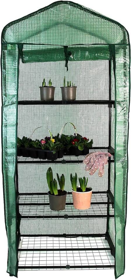 image 1 of Actiasgear - 4-Tier Mini Outdoor Greenhouse with PE Cover | Compact Garden Greenhouse