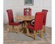 image 4 of Oregon Round Oak Dining Table and 4 Washington Leather Chairs | Red | Red | 1