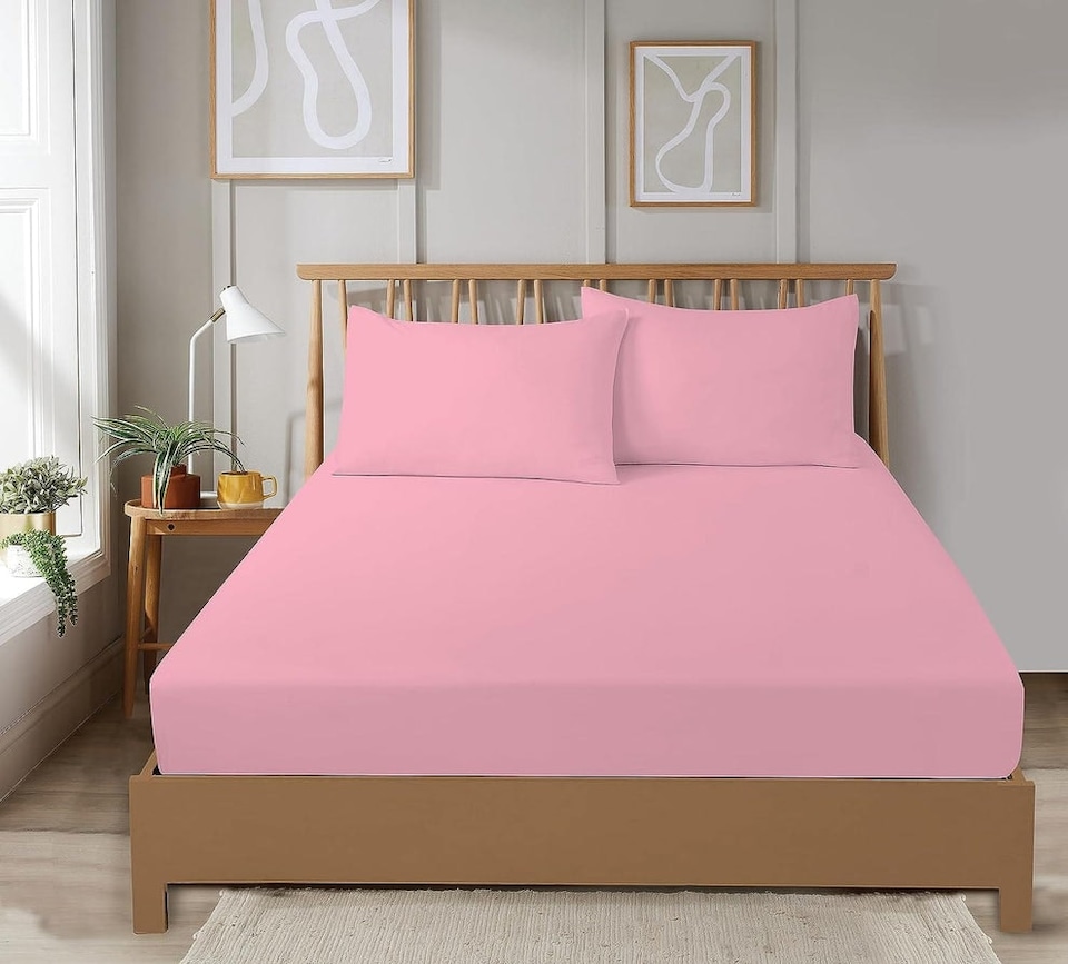 Super Soft Plain Dye Fitted Sheet in Blush Pink - Single | Pink | Pink | Single