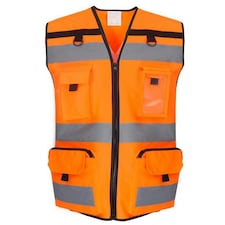 Yoko Unisex Adult Ripstop Hi-Vis Tool Vest - Hi Vis Orange - XXL