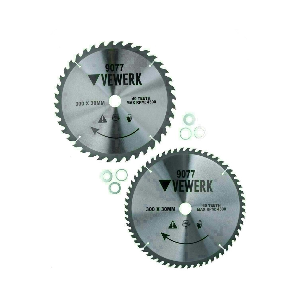 image 1 of 300mm x 30mm TCT Tungsten Carbide Tipped Circular Saw Blades 40 + 60 Teeth