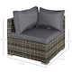 image 2 of Outsunny Outdoor PE Rattan Corner Sofa, Garden Wicker Furniture Single Sofa Chair w/ Cushions, Deep Grey | Grey | One Size