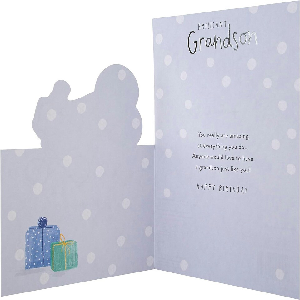 image 1 of Cute Die Cut Illustrated Design Grandson Birthday Card