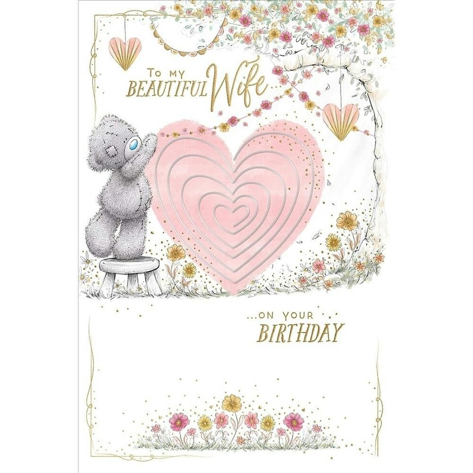 image 1 of Bear And Large Heart Pop-Out Luxury Wife Birthday Card