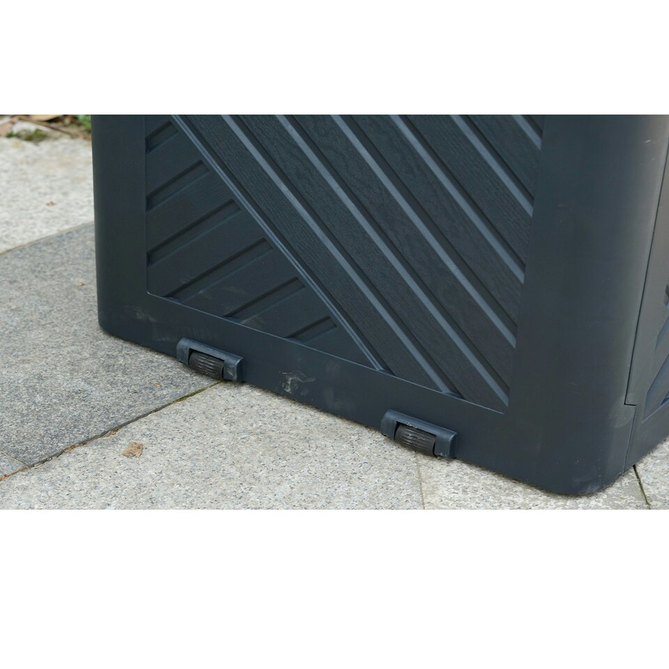 image 1 of Plastic 120L Storage Box Garden Outdoor Shed Deck Utility Cushion Chest Truck Black