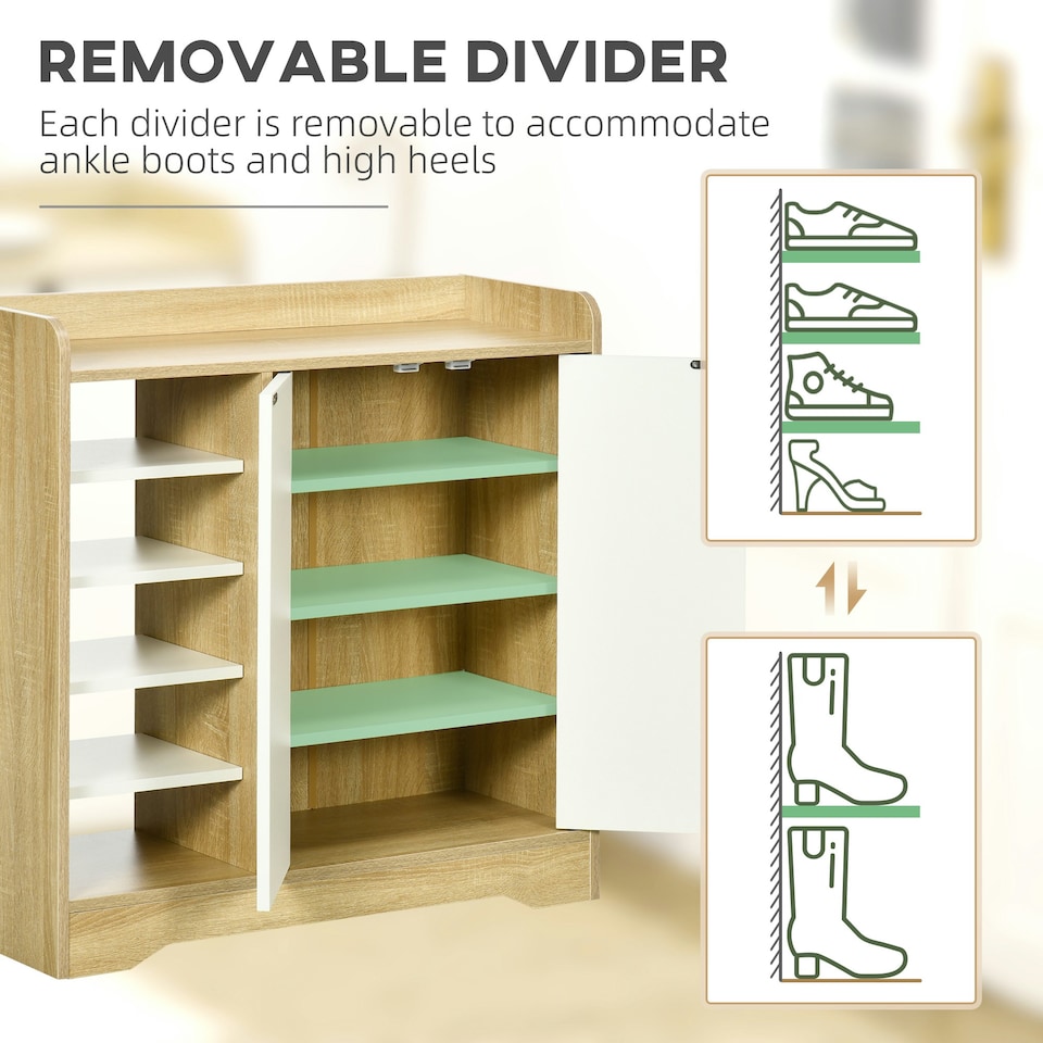 image 1 of HOMCOM Shoe Cabinet Shoe Storage Organizer with Five Open Shelves, Natural