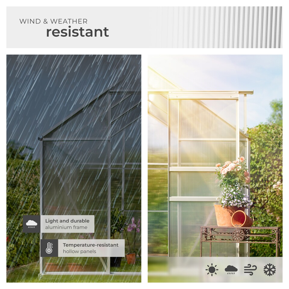 image 1 of Aluminium greenhouse, UV-resistant, 185x190x195cm