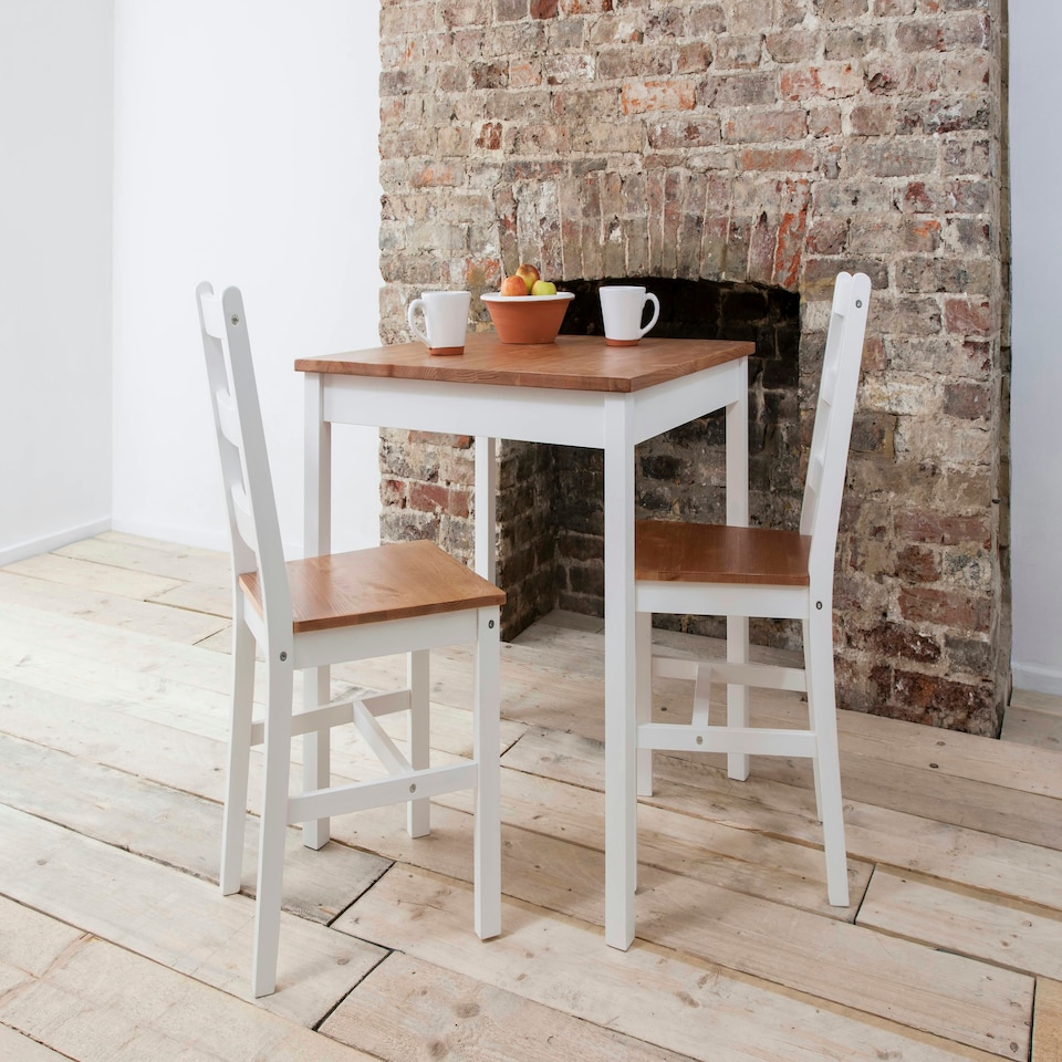 image 1 of Annika Bistro Table in White and Natural Pine | White | One Size | 1