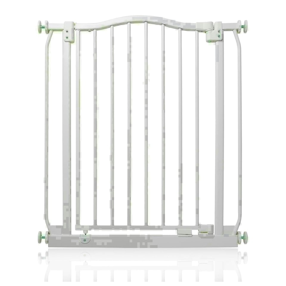 image 1 of Safetots Curved Top Safety Gate, 71cm - 80cm, Matt White, Pressure Fit Stair Gate