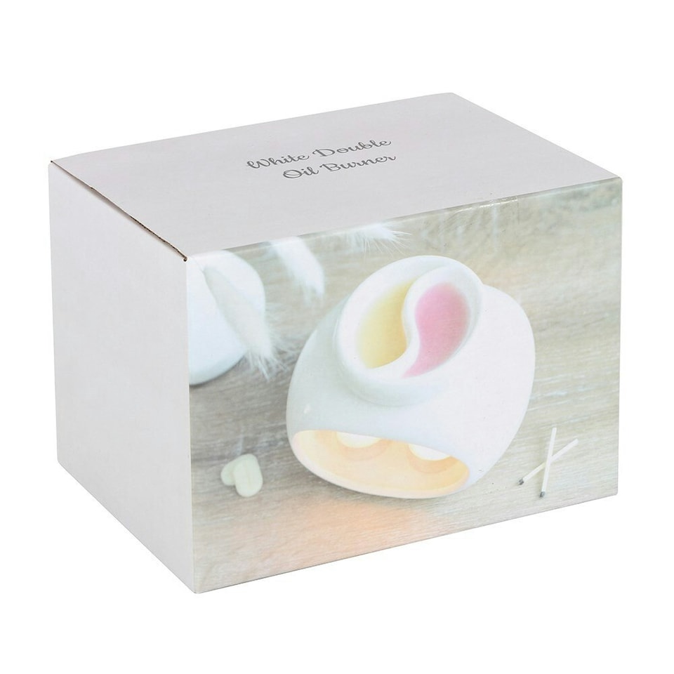 image 1 of Something Different Ceramic Double Oil Burner - Off White - 10cm x 10.5cm x 14cm