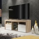image 2 of TV Unit TV Stand Oak White Gloss Media Console Sideboard Storage Cabinet 145cm