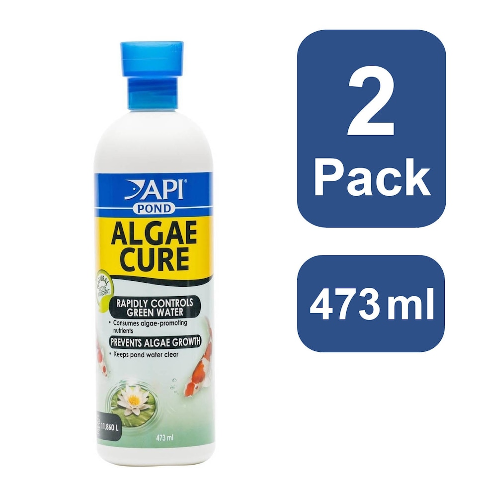 image 1 of 2 x 473ml API Pond Algae Cure Dual Pack for Rapid Green Water Control & Algae Prevention Pond Treatment