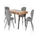 image 1 of Treviso Dining Set with Quebec Chairs - Light Oak Effect/Black/Grey Faux Leather Multi