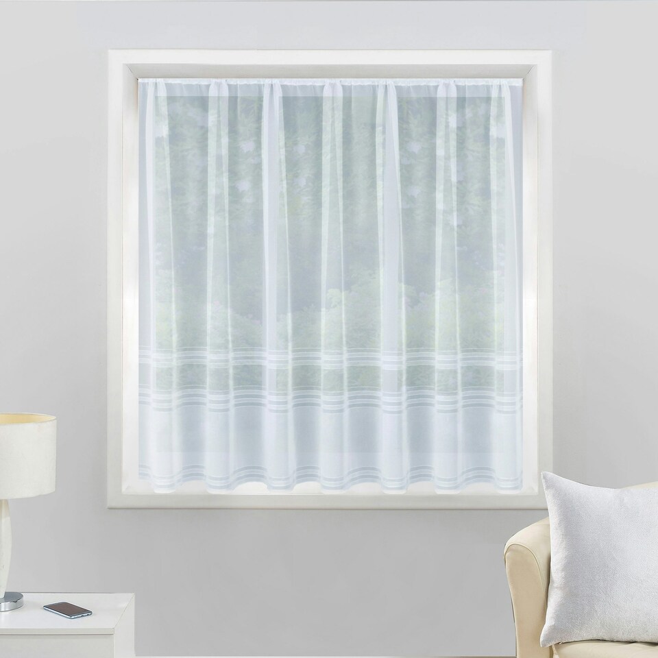 image 1 of Hudson White Striped Net Panel 2 M x 183 cm Horizontal Stripe Base Design Pre Cut Net Panel
