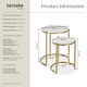 image 6 of Side Table Ellsa - marble top, steel frame, elegant design - Set of 2 | White | Gold