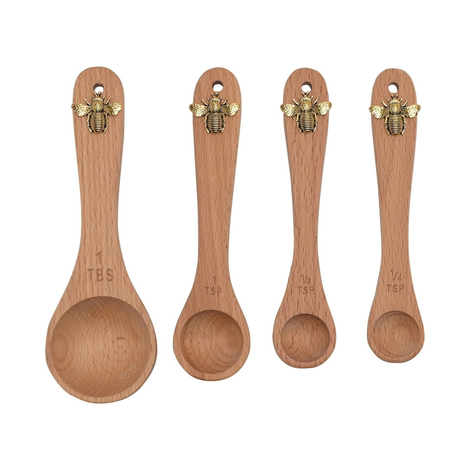 image 1 of Hestia Set of 4 Measuring Spoons Bee Brown | One Size