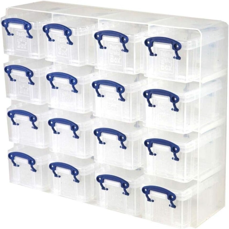 image 1 of Really Useful Box Plastic Storage Organiser 0.3 Litre Pack Of 16 - Color: Clear