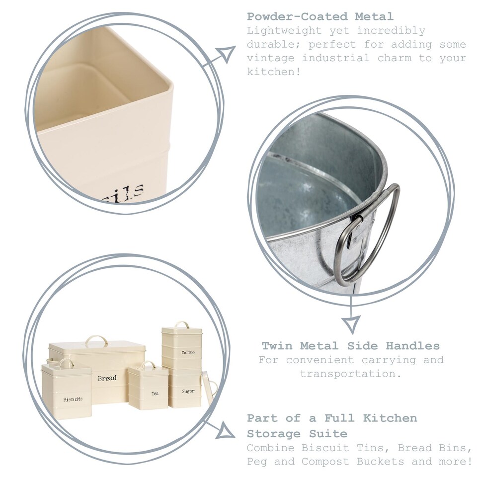 image 1 of Harbour Housewares Vintage Metal Large Drinks Bucket - Cream