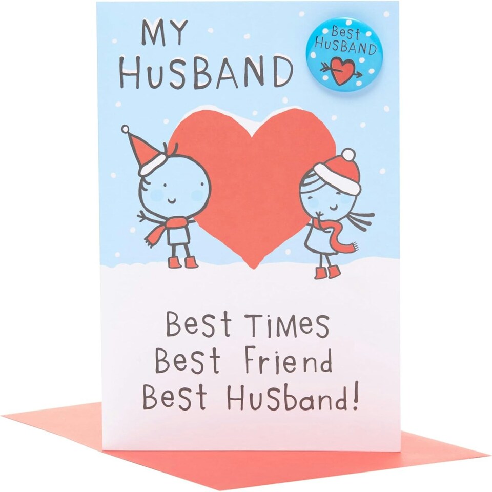 image 1 of Cute Benny Best Husband Christmas Card with Badge