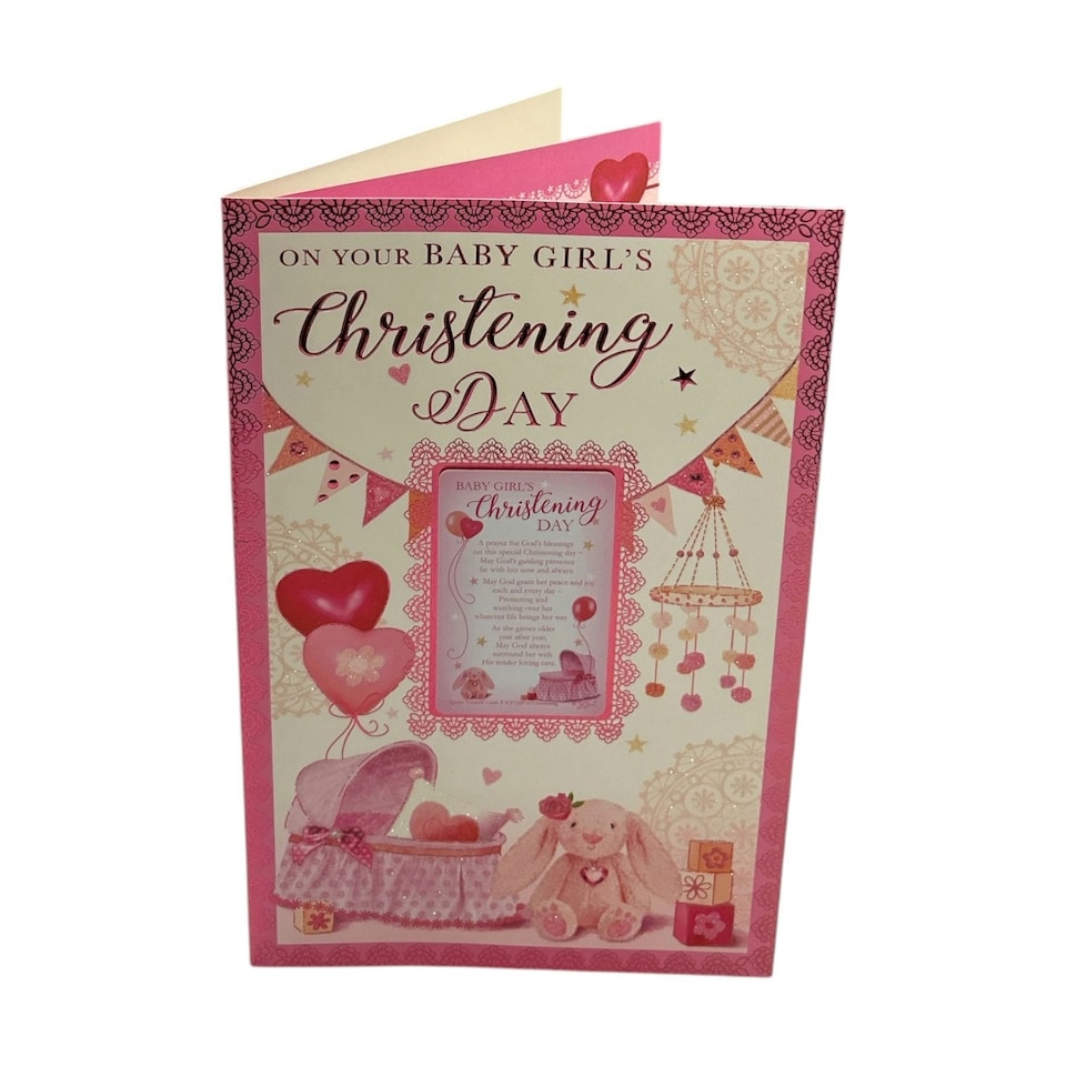 image 1 of On Your Baby Girl's Christening Day Keepsake Treasures Greeting Card