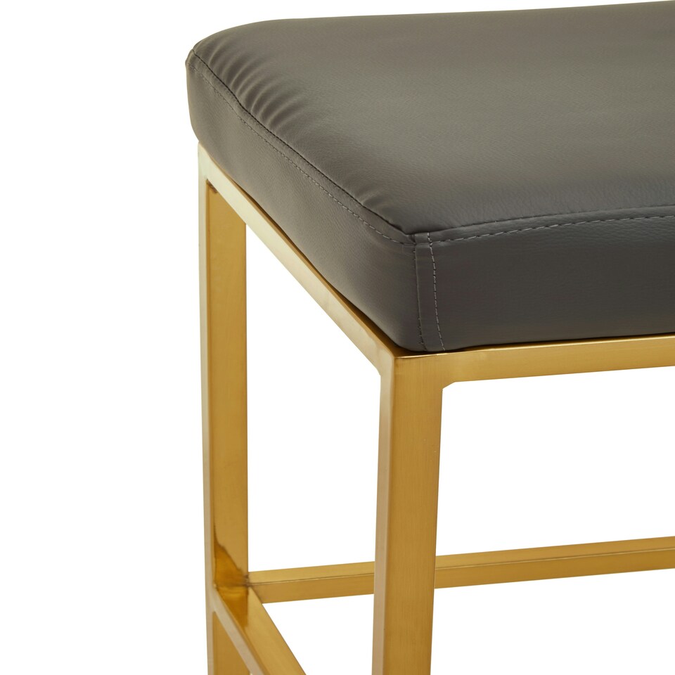 image 1 of Interiors by Premier Baina Dark Grey Pu And Gold Finish Bar Stool
