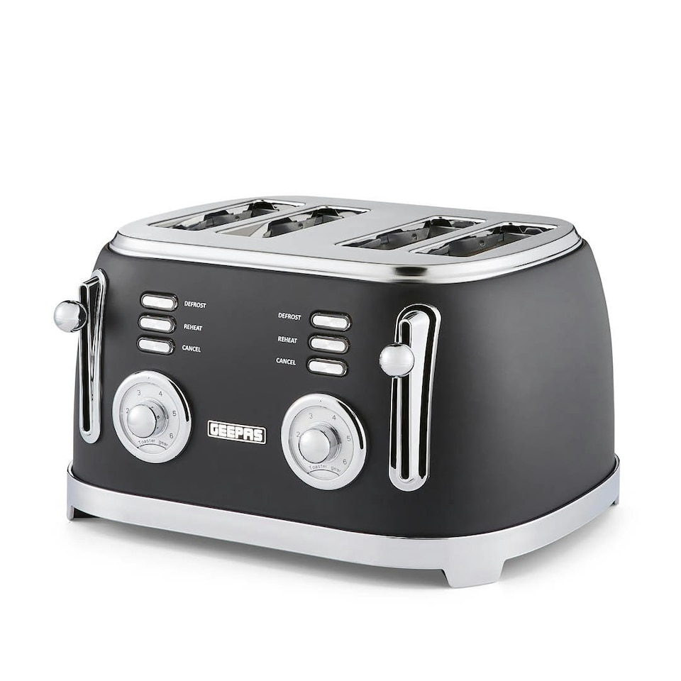 image 1 of GEEPAS Toaster 4 Slice 1500W | Vintage Retrovive Black
