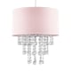 image 1 of ValueLights Pink Cylinder Ceiling Pendant Light Shade with Clear Acrylic Jewel Effect Droplets - Complete with a 10w LED GLS Bulb 3000K Warm White