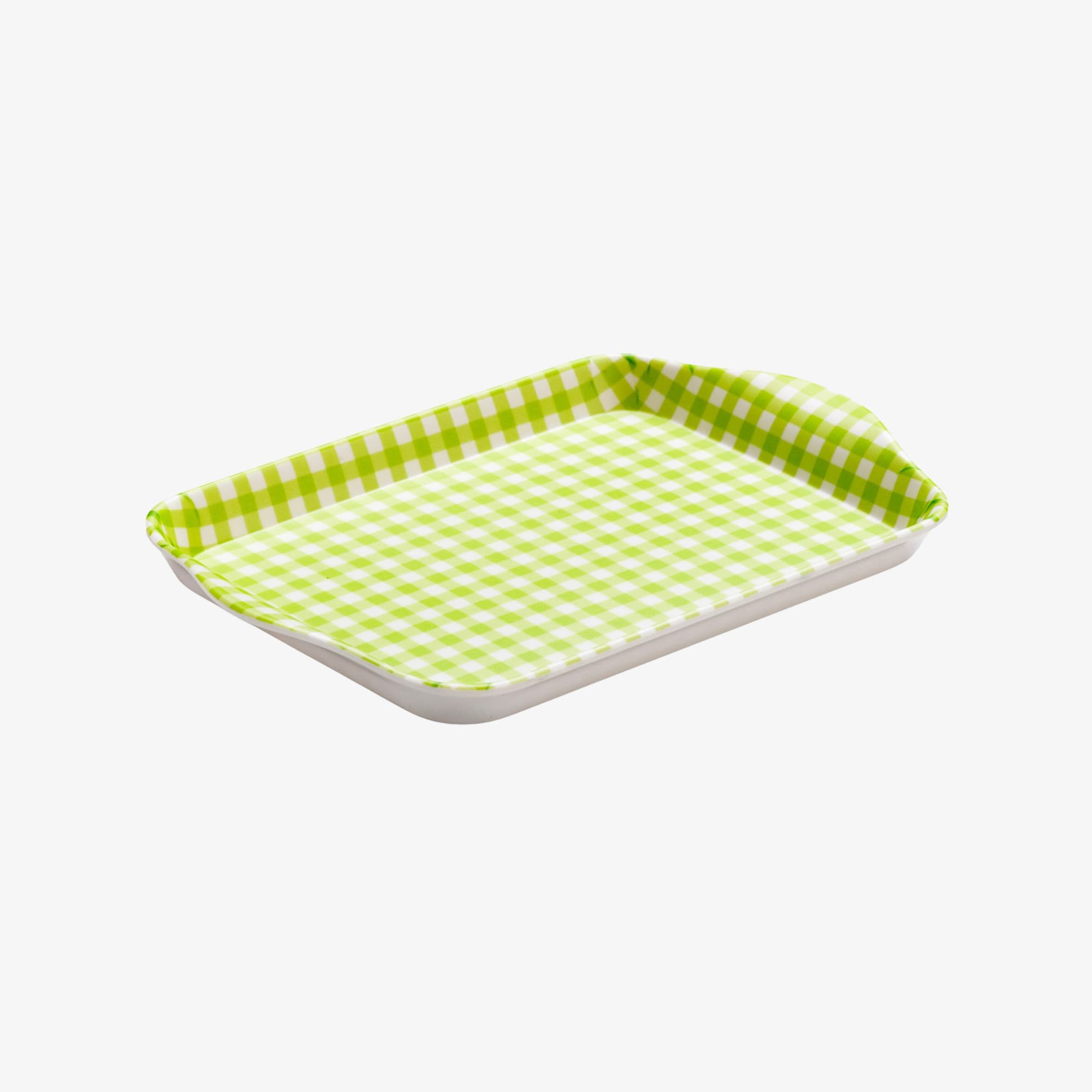 Zeal Melamine Mini Tray, Gingham Pattern, 18 x 14 cm, Lime