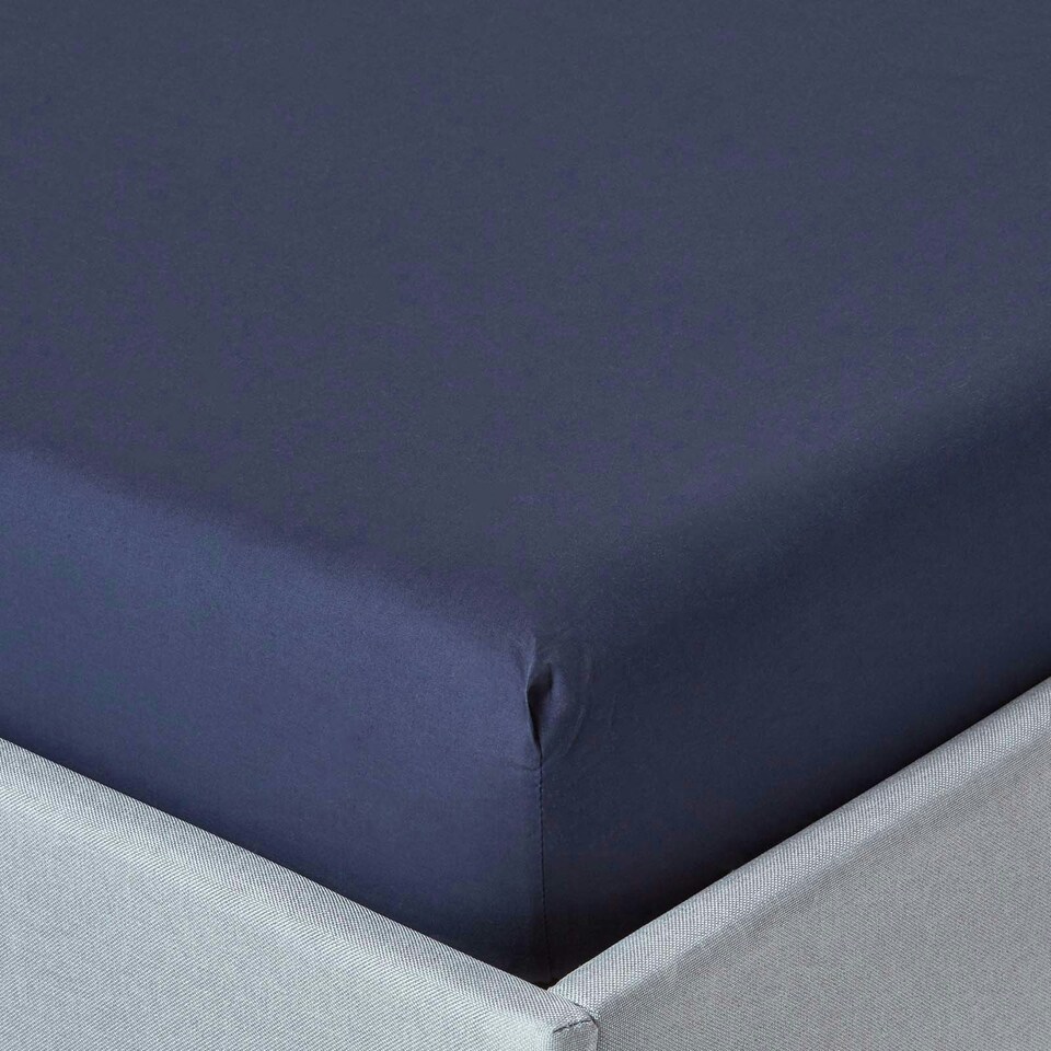image 1 of Homescapes Navy Blue Egyptian Cotton Fitted Sheet 200 TC, Super King Blue | Super King