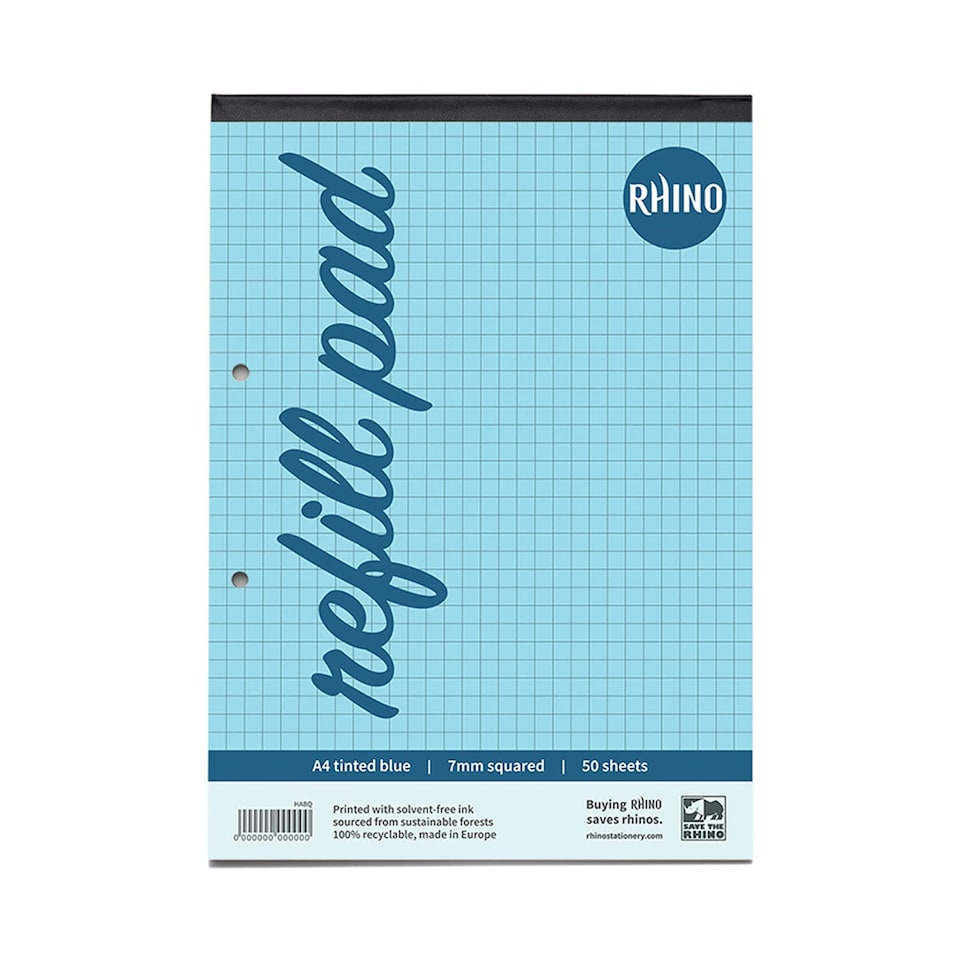 image 1 of Rhino A4 Blue Paper 100 Page 7mm Squared Refill Pad