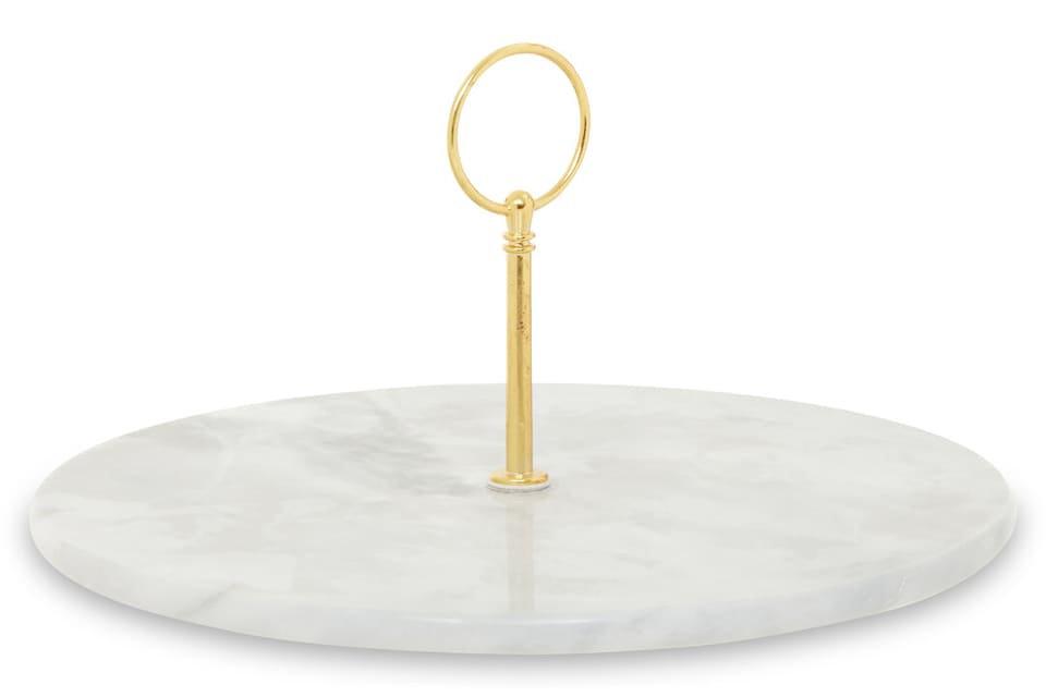 image 1 of Salerno Grey Marble Cake Stand With Gold Handle | Grey