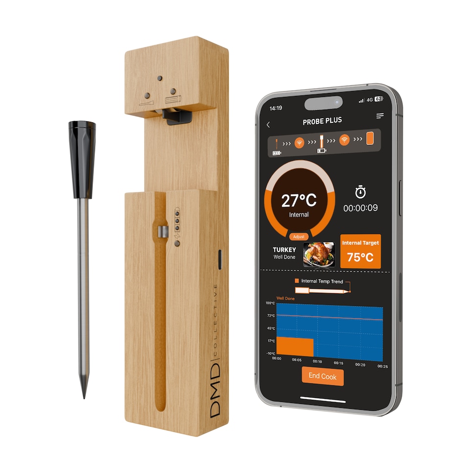 image 1 of DMD Wireless Meat Thermometer with Temperature Alarm, 100m Long Bluetooth Range,