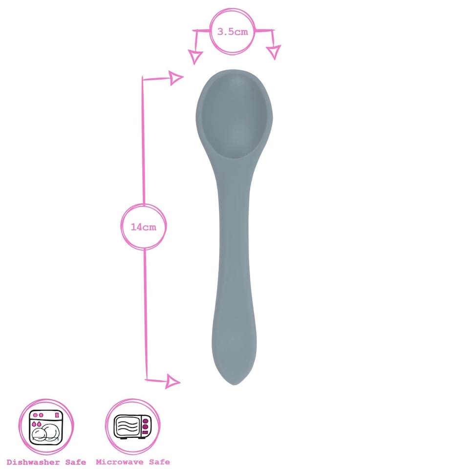 image 1 of Tiny Dining Silicone Weaning Spoon - Tradewinds - Children's Baby Toddler Soft Curved Feeding Weaning Cutlery