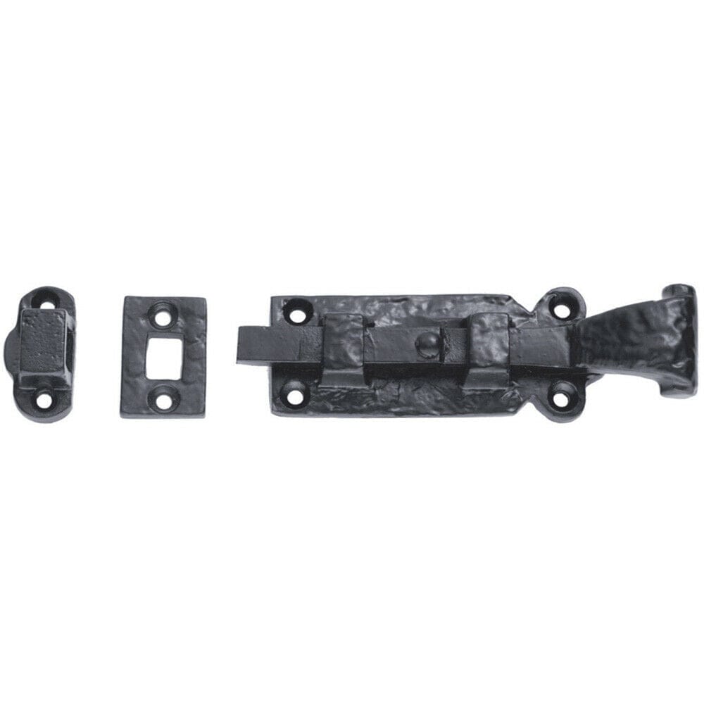 Loops Surface Mounted Straight Barrel Door Bolt Lock 152 x 43.5mm Black Antique