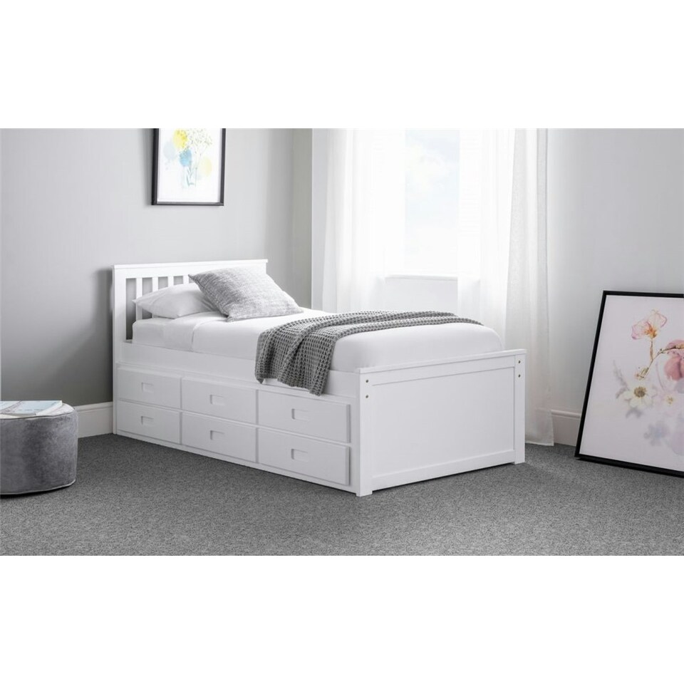 image 1 of Premier Crisp Pure White Day Bed Single 3ft (90cm) + Pull Out Bed (Guest Bed)