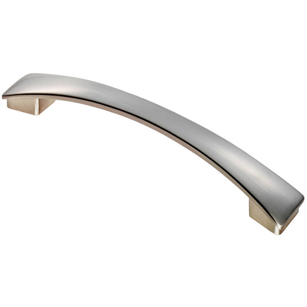 Loops Curved Bow Pull Handle 183 x 26mm 160mm Fixing Centres Satin Nickel in Metallics