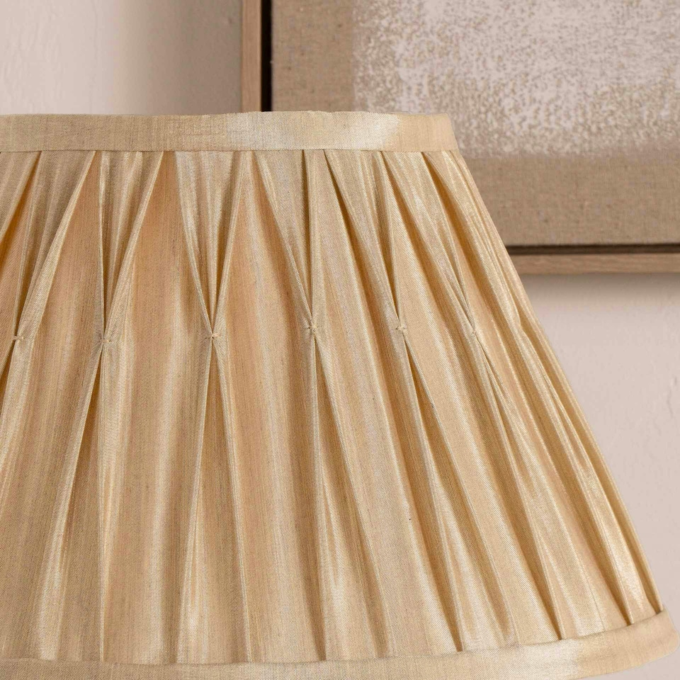 image 1 of 20cm Champagne Poly Silk Pleated Lampshade for Table Lamps