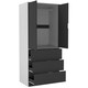 image 1 of 2 Door 3 Drawer Wardrobe with Hanging Rail - Modern Bedroom Storage Furniture | White | White with Black Doors | 1